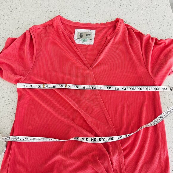 Saturday Sunday by Anthropologie Coral Pink Ribbed Amy Surplice top size S - Picture 7 of 7